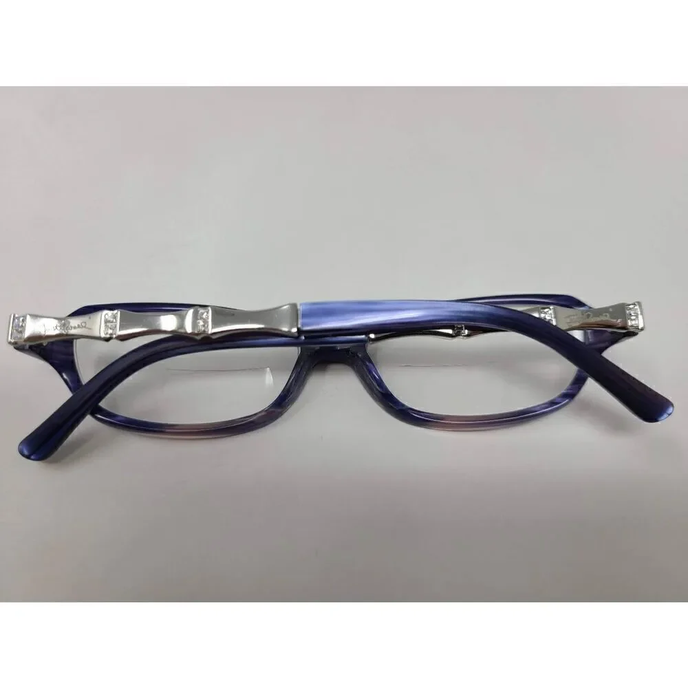 JUST CAVALLI WOMENS EYEGLASSES FRAMES BLUE SILVER CRYSTAL 53 15 135